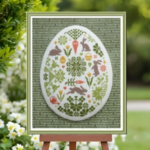 TOILE POINT DE CROIX PÂQUES - 94X70 CM BLEU - 100% COTON - IDÉAL BRODERIE ARTISANAT